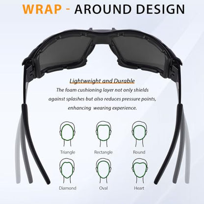 Safety Glasses for Men and Women, Anti-Fog UV Protection, Clear Lens Eye Protection Glasses Impact Resistant - color: 6pack-gray