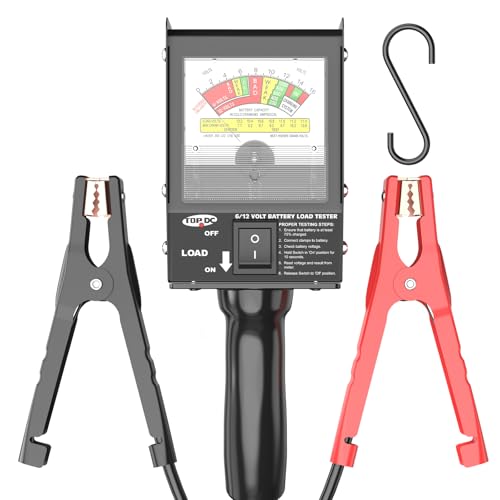 TOPDC 3181 Pro 130 Amp Heavy-Duty Battery Load Tester for 6V & 12V Automotive Batteries, with Anti-Slip Clamps - size: TD-BT104