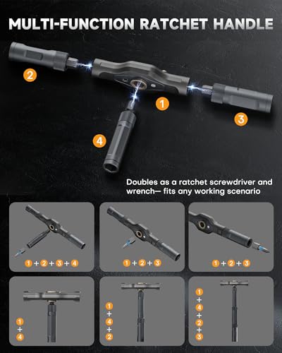 DOZAWA 42 in 1 Magnetic Screwdriver Set, T-Handle Ratchet Kits, S2 Steel | Precision tool set with S2 steel bits for electronics repair, home maintenance & DIY projects, practical gift idea for adults