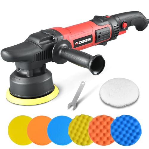 AOBEN Buffer Polisher,5 inch Dual Action Polisher,Long Orbit 16mm Random Buffer Polisher kit with 6 Variable Speed 1000-5500rpm,Detachable Handle,7 Buffing Pads for Car detailing Polishing and Waxing - size: AT3501C-02