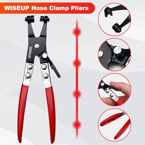 WISEUP Hose Clamp Pliers Heavy Duty Hose Remover Tool for Removal and Installation of Spring Hose Clamps,for Automotive Fuel, Oil, Coolant, Radiator