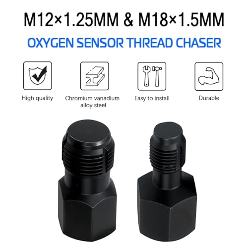 2PCS Oxygen Sensor Thread Chasers M18 x 1.5mm and M12 x 1.25mm thread chasers with 3/8” drive to clean and repair damaged threads
