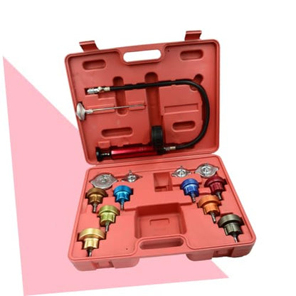 OUNONA 14Pcs Water Pressure Tester Kit for Car Radiator Leak Detection Auto Cooling System Leak Detector Tool with Quick Release Couplings and Easy to Read Gauge
