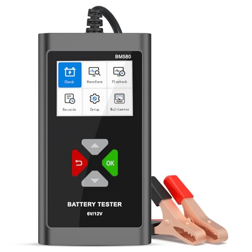 JDIAG Battery Load Tester 6V 12V Car Battery Tester 100-2000CCA Automotive Battery Tester Alternator Analyzer for Standard Test/Cranking/Charging/Loading Test BM580