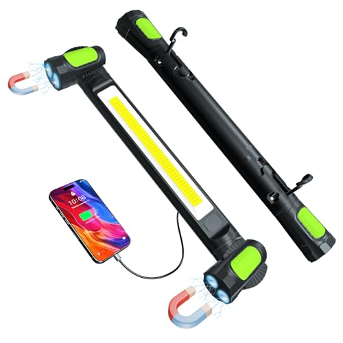 Work Light for Mechanic,3200LM LED Work Lights,5400mAh Rechargeable Magnetic Light bar,Portable Automotive Tools Cordless Underhood Light with Hooks for Car Garage Workshop Emergency,Present for Him - color: Black