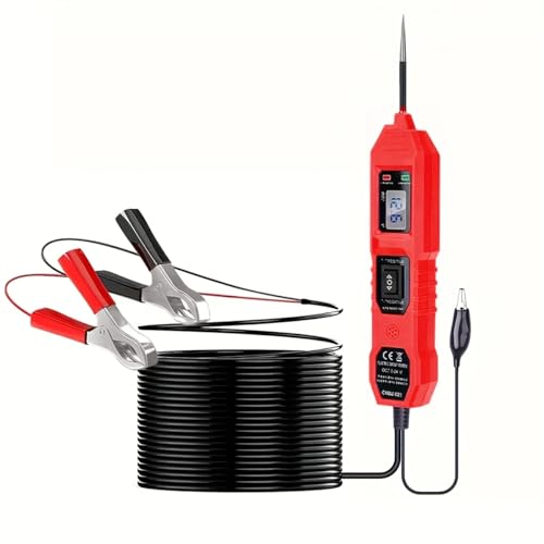 Car Circuit Tester,Multifunctional Component Activation Electrical Voltage Circuit Tester with LCD Display, 3.5-36V AC/DC Power Tester Digital Display Short Circuit Finder for Continuity Testing - color: Red