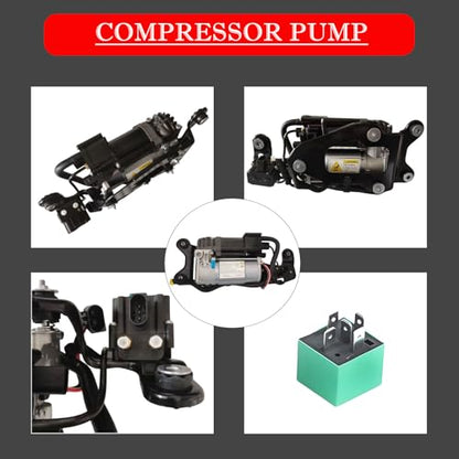 Air Ride Suspension Compressor with Bracket Valve Block and Air Spring Suspension Bags Compatible with BMW X5 F15 X6 F16 2014-2019 37206875177 37206868998 37206850555