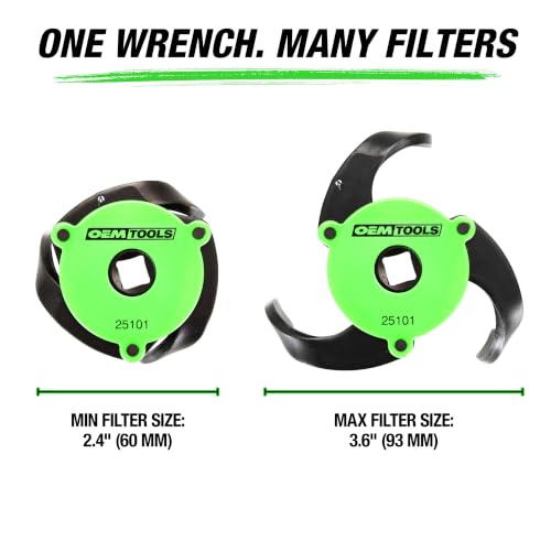 OEMTOOLS 3 Jaw Magnetic Oil Filter Wrench Fits 2.4"-3.6" Filters 3/8" Drive | Universal Oil Filter Wrench, Heavy Duty Oil Filter Remover, 3/8-Inch Drive for Tight Spaces