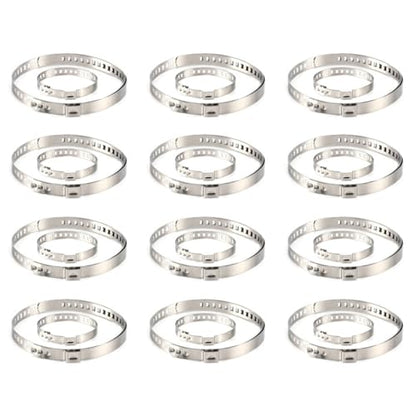 24 Pcs Auto CV Joint Boot Clamps Kit, 12 Pcs Small & 12 Pcs Large Stainless Steel Universal Adjustable Drive Shaft CV Boot Clamps For Most Cars