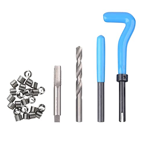 DAYUAN 131Pcs SAE Thread Repair Kit, HSS Drill Helicoil Kit Standard | SAE 1/4"-1/2" Sizes，Repairs Stripped & Damaged Threads，High-Speed Steel Tools，45# Steel Inserts，Storage Case - size: Blue - 131Pcs-SAE