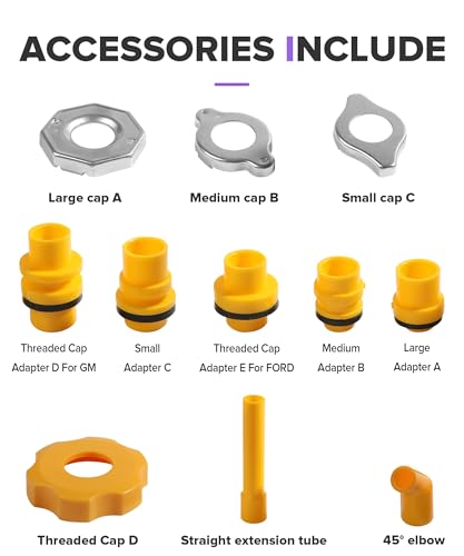 No Spill Coolant Funnel Kit,Car Accessories Radiator Funnel Burping Kit,Automotive Replacement No-Spill Vehicle Radiator Filling Funnels Bleeder with Adapters,Suitable for Most Sedans,SUVs