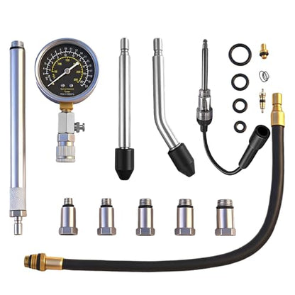 Professional 11-Piece 0-300 Psi Engine Compression Tester Kit with Spark Plug Tester, Adapters & Quick-Release Valve for Gasoline Car, Truck, Motorcycle, Lawn Mower