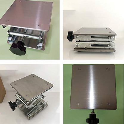 8" x8",Stainless Steel Lab Jack Scissor Stand Platform,Lab Lift Stand Table, Scientific Scissor Lifting Jack Platform,Expandable Lift Height Range 80mm-326mm,Maximum Support Weight 50kg - size: 8X8