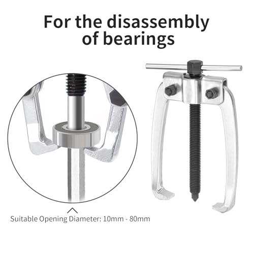 2 Jaw Puller 3.15in/80mm Universal Bearing Gear Pullers | Heavy Duty Extractor Tool, High Carbon Steel Puller, Adjuestable Pulley Removal Tool for Bearings/Flywheels/Pulleys Remove - size: Micro 2Jaw 0.4-3 In