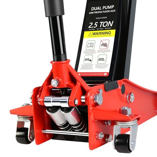 2.5 Ton Low Profile Floor Jack Hydraulic Jack Heavy Duty Steel Floor Jack with Dual Piston Quick Lift Pump 2.5 Ton (5000 lb) Capacity Lift Range 3.5"-19.5" Red - color: Red 2.5T Dual Pump 3.5"-19.5"