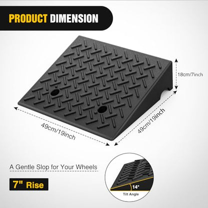 Nilight Rubber Curb Ramps, 7" Rise Height Heavy Duty Rubber Threshold Ramp, Portable Driveway Ramps for Cars Wheelchairs Scooter Lawn Mower, 7000lbs Load Capacity, 2 Pack, Black - size: 7" Rise