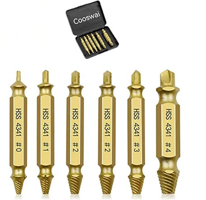 Damaged Screw Extractor-Kit Stripped-Screws Removal-Tool - Broken Screw Extractor Speed Out Screw Extractor Set 6PCS Cooswai