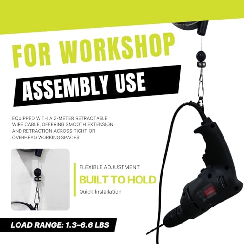 Tool Balancer,1.3–6.6 lbs Spring Balancerwith 79" Retractable Cable – Adjustable Hanging Tool Holder for Workshop, Assembly Line, and Light Industrial Use