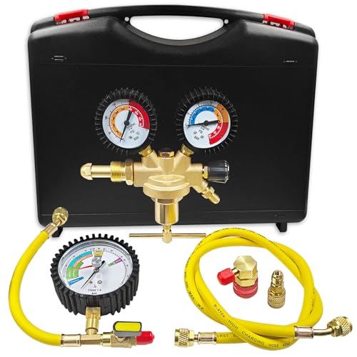 53010 Automotive/HVAC Pressure Tester Kit, Pressure Testing Tools, Includes 53001 Nitrogen Pressure Regulator, Leak Testing Adapter 53042, Charging Hose, R134a Adapter, R410A Adapter