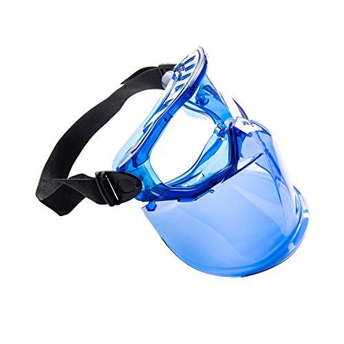 Eagle Eyes Anti-Fog Scratch-Resistant Safety Goggles with Face Shield - 99.9% UV Rays Protection - Universal Fit Lightweight Eyewear (Blue) - color: Blue