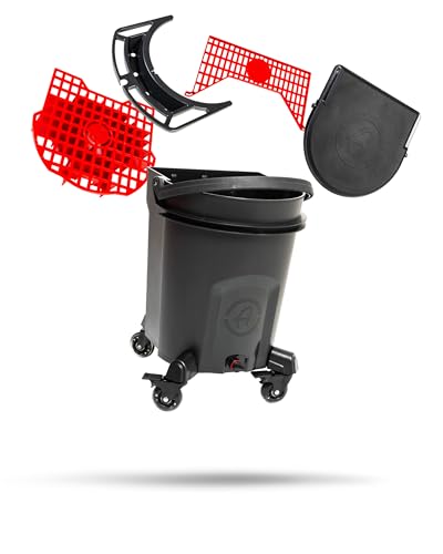 Adam's Complete Premium Detailing Bucket - Car Wash Bucket with Grit Guard, Seat Pad, Organization Rack, Drain Plug, 2 Locking Wheels | Innovative Detail 5 Gallon Bucket Kit System - size: Twin
