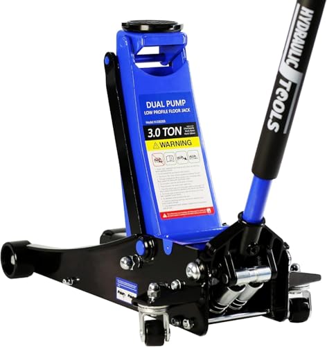 3 Ton Low Profile Floor Jack, Heavy Duty Floor Jack with Dual Pistons Quick Lift Pump, Steel Car Jacks Adjustable Height 3.3"-19.7", Hydraulic Trolley Floor Jacks 3 Ton/6000 LBS Capacity, Blue - color: Blue - 3 Ton(Dual Pump), Lift 3.3"-19.7"