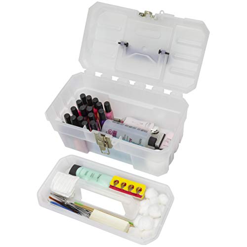 Akro-Mils 14-Inch Plastic Toolbox with Removable Tray, Steel Latch & Padlock Eye,Industrial-Grade Storage Box for Hobby Supplies, Crafts, and Tools, 14" x 8" x 8",Made in USA,Clear (09514) (Pack of 3) - size: 14-Inch x 8-Inch x 8-Inch (Pack of 3)