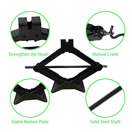 Scissor Car Jack, Scissor Jack with a Maximum Capacity of 2.0 Tons, Heavy Lifting Jack, Used for/SUV/MPV tire Repair and Replacement Tools, with Crank Handle (Hand Crank-2.0 tons) - size: Hand crank-2.0 tons
