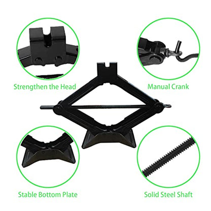 Scissor Car Jack, Scissor Jack with a Maximum Capacity of 2.0 Tons, Heavy Lifting Jack, Used for/SUV/MPV tire Repair and Replacement Tools, with Crank Handle (Hand Crank-2.0 tons) - size: Hand crank-2.0 tons