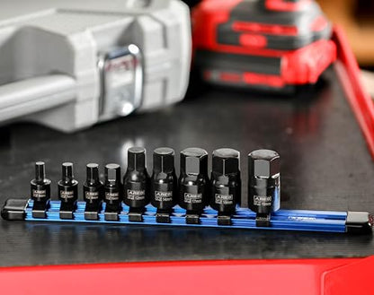 ARES 70497 9-Pc Metric Impact Hex Socket Set, Chrome Moly, Rail | Manganese phosphate coating; low profile and designed for impact use. - size: 9-Piece Metric Impact Hex Driver Set