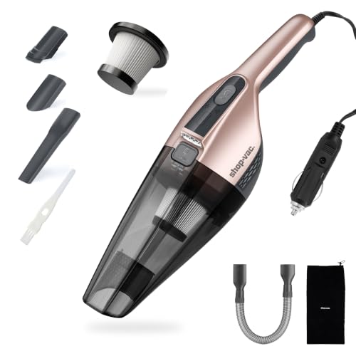 Shop-Vac S1 12V Car Vacuum Portable, Dual-Speed Powerful Handheld Vacuum with Multiple Nozzles, Hand Vacuum for Deep Interior Detail Cleaning, Cigarette Lighter Plug, 10 FT Cord, Champagne Gold - color: Champagne Gold