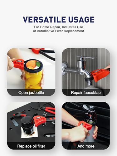SMART JERRY 2-Pack Rubber Strap Wrenches, Adjustable Oil Filter Wrench | Rubber Wrench, Belt Wrench, Shower Head Wrench, PVC Pipe Wrench, Water Filter Wrench, Plumbers Wrench, Strap Wrench Plumbing