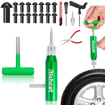 Richcat Replacement Mushroom Plugs for tubeless Tire Puncture Repair kit - for Cars, Motorcycles- Spare Plugs (15 Plugs) - size: 15pcs Mushroom Plugs