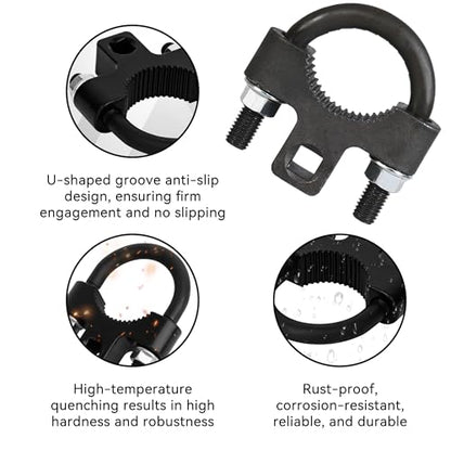 Inner Tie Rod Removal Tool, 3/8" U-Shaped Inner Tie Rod Tool with Non-Slip Teeth, Carbon Steel Inner Low Profile Tool for Car Chassis Rocker, Vehicle Tie Rod Installation Accessories