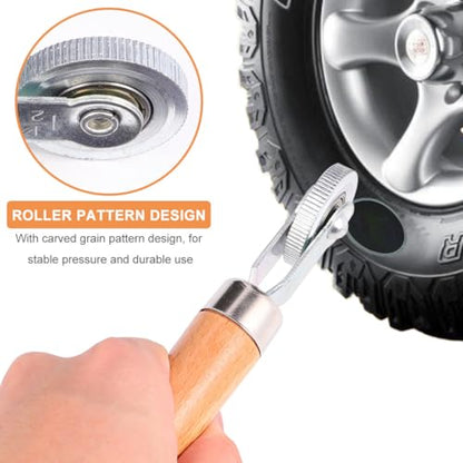 Mobestech 3pcs Car Tire Repair Patch Roller Set with 3mm, 6mm, and 12mm Metal and Wood Rollers for Better Tube Patch Adhesion and High Hardness Tire Repair Compaction Tool