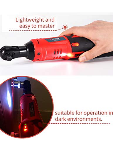 AOBEN Cordless Electric Ratchet Wrench Set, 3/8" 12V Power Ratchet Tool Kit With 2 Packs 2000mAh Lithium-Ion Battery And Charger - style: AB733-1T