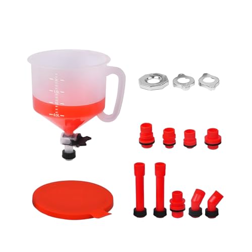 Zpana 15PCS Car Coolant Funnel Kit, No-Spill Vehicle Radiator Filling Funnel Bleeder with Adapters, No-Leak Auto Radiator Burping Filler, Universal for SUV RV Truck (Red) - color: Red