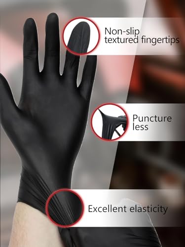 PROMEDIX P Nitrile Disposable Gloves,4mil-100 Count,Gloves Disposable Latex Free,Powder Free for Cooking,Household,Food safe - size: Small, style: Black of 50