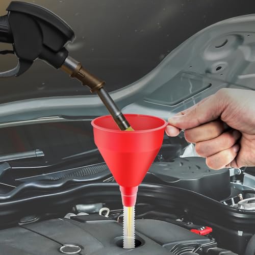 Umbresen Oil Funnels Set, Automotive Fuel Funnels, Wide Mouth Gas Funnel with Handle, Large Funnels with Hose, Plastic Long Neck Oil Funnels, Gasoline Funnel Kit for Water, Fuel, Oil Change (10)