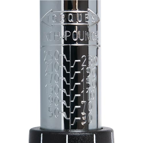 Performance Tool M196 1/4-Inch Drive Torque Wrench 250 inch/lb. - Dual Scale, Audible Click, Precision Ratchet - style: 1/4" Dr. Click Style (30-250 in/lbs)