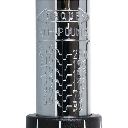 Performance Tool M196 1/4-Inch Drive Torque Wrench 250 inch/lb. - Dual Scale, Audible Click, Precision Ratchet - style: 1/4" Dr. Click Style (30-250 in/lbs)