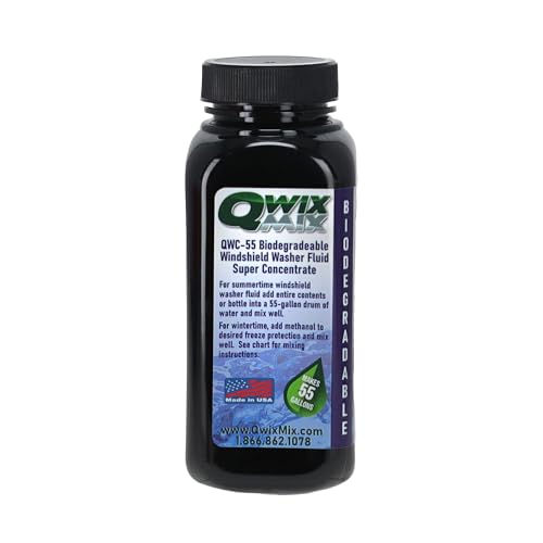 Qwix Mix Windshield Washer Fluid Concentrate, 1 Bottle Makes 55 Gallons - 100% Biodegradable Grime & Dirt Remover, Superior Commercial Grade Glass Cleaner, Single - color: Blue