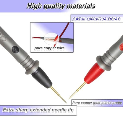 Professional Multimeter Test Leads 1000V 20A, 40.5in, Test Leads Kit, Ultra-Sharp Gold-Plated Probes, Silicone Meter Leads for Fluke, AstroAI, Klein Multimeter & Automotive Testing (Upgraded)