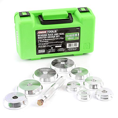 OEMTOOLS 37119 10 Piece Bearing and Race Installer Set, Seal Driver Set with 9 Discs, Master Seal Installation Tool, Bearing Installation Tool Set with Driver and Carrying Case - color: Green