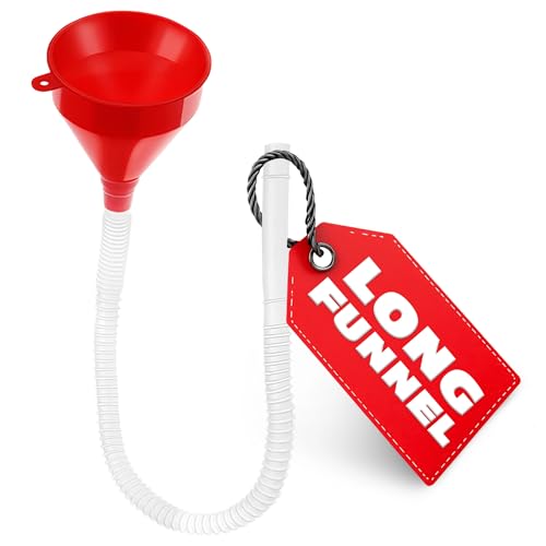 3" Wide × 23" Long Funnel with Hose for Transmission Fluid and Oil | Long Flexible Funnel with Tube for Gas Tank, Power Steering, DIY Mechanic; Leak-Resistant; Automotive & Garage Applications