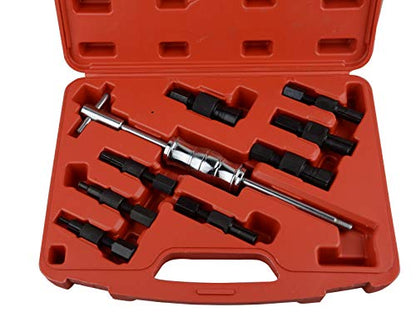 DAYUAN 9Pcs Blind Hole Collet Bearing Puller Set Internal Remover | 8 Expandable Collets 8-32mm，Removes Bearings Gears Pulleys & Steering Wheels，Drop Forged Heat Treated Steel，Red Case