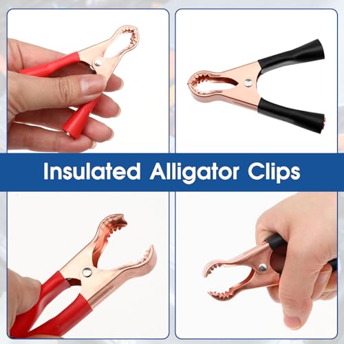 4 Pcs Insulated Alligator Clips, 50A Heavy Duty Alligator Clamps Black Red Boot Metal Spring Loaded Truck Car Battery Electric Test Clips for Car Automotive Vehicle Boat