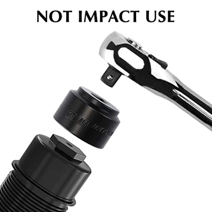 EMENTOL 7PCS 3/8" Drive Low Profile Oil Filter Socket, CR-V, Oil Filter Cap Remover and Installer Tool Set, 24mm, 25mm, 27mm, 28mm, 29mm, 32mm, 36mm, Oil Filter Cap Wrench Tool Kit