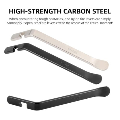 3 PCS Bicycle Tire Lever Tyre Spoon Iron Changing Tool - Premium Stainless Steel, Repair Bike Tube, Portable (Silver) - color: Silver