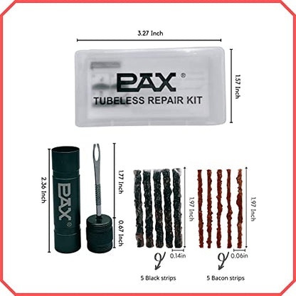 PAX 12 Pcs Tubeless Bike Tire Repair Kit, Includes Storage Canister, Plugger Tool, 10 Pcs Tire Plug Strips, Fast Flat Puncture Fix for MTB, Gravel and Road Bicycle Tires - Dark Gray - color: Dark Gray